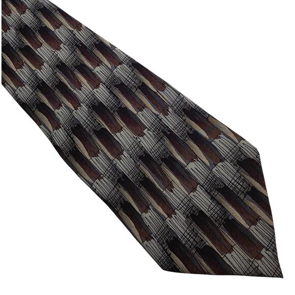 J. Garcia Collection Fifteen 15 Paris in the Rain brown silver tan silk tie  59" - Picture 1 of 7